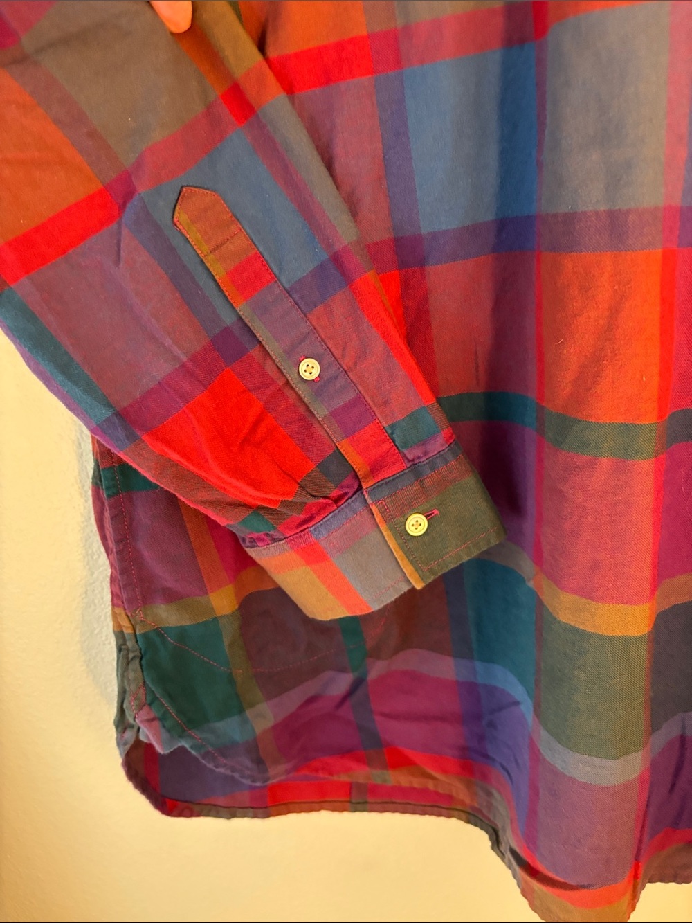 L.L. BEAN Signature Plaid Cotton Popover Tunic Vibrant Multicolor Plaid Large - Picture 7 of 8